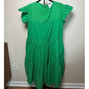 Autumn Wedding Guest Dress Marielle Almelo Sleeveless Green Egyptian Cotton